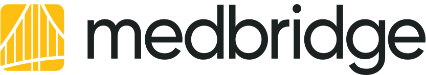 Medbridge logo with bold text and a stylized yellow arch on the left.
